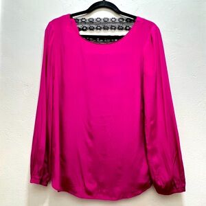 Amanda Uprichard 100% Silk top pink longsleeve Size Medium